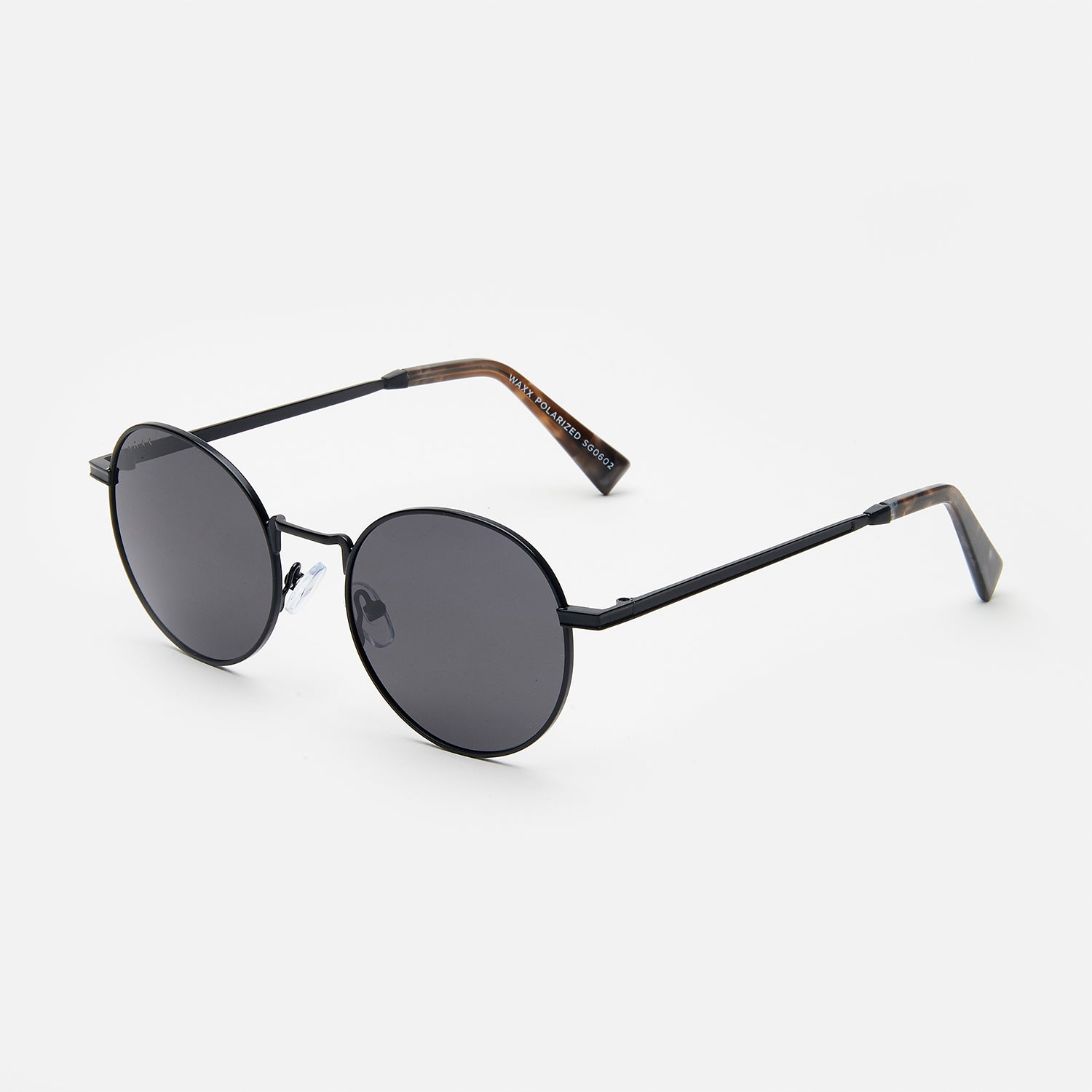 Waxx Round Unisex Sunglasses Black Frame & Black Lenses