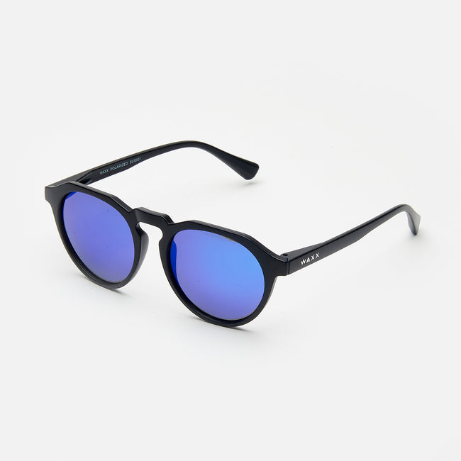 Waxx Erica Style Unisex Sunglasses Black Frame & Blue Lenses