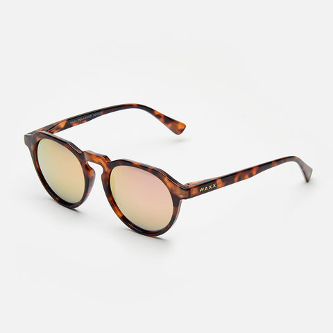 Waxx Wayfarer Style Unisex Sunglasses Black Wood Frame & Gasoline Lenses